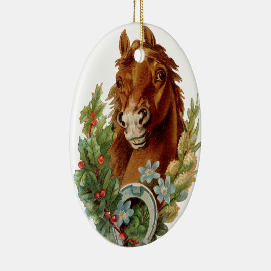 Alte Weihnachten, Pferd Keramikornament (Rechts)