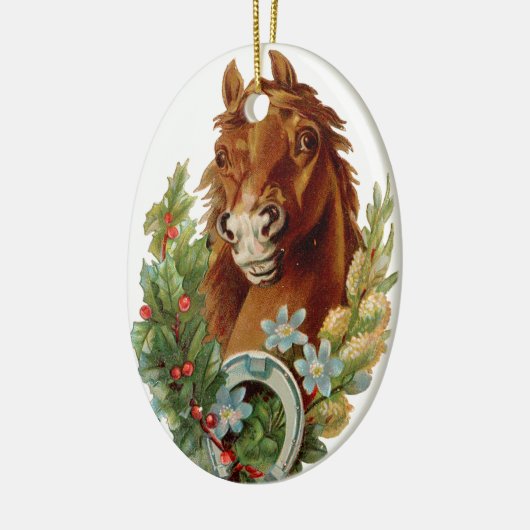 Alte Weihnachten, Pferd Keramikornament (Links)