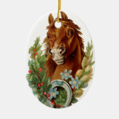 Alte Weihnachten, Pferd Keramikornament (Vorne)