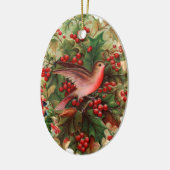 Alte Weihnachten, Robin, Holly Keramik Ornament (Links)