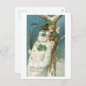 Alte Weihnachten, Schneemann Feiertagspostkarte (Vorne/Hinten)