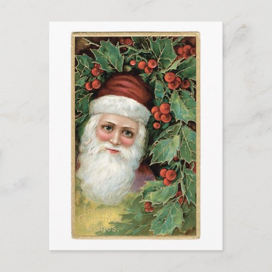 Alte Weihnachten, Weihnachten, Holly Feiertagspostkarte (Vorderseite)