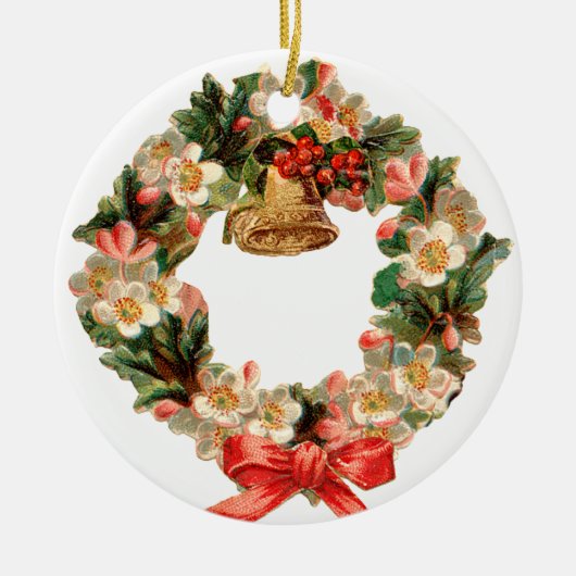 Alte Weihnachten, Weihnachtskranz Keramik Ornament (Vorne)