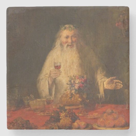 Alte Weihnachten (Weihnachtsmann) Steinuntersetzer (Vorderseite)