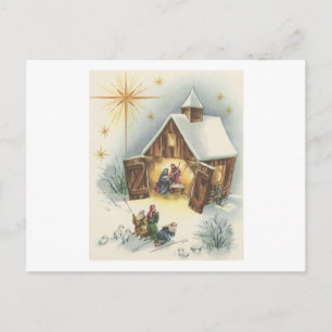 Alte Weihnachts-Krippenkarte Feiertagspostkarte
