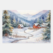 Alte Weihnachtsbauernhöfe in den Bergen Geschenkpapier Set (Vorderseite)
