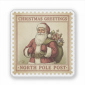 Alte Weihnachtsbriefmarke mit Weihnachtsmann Aufkleber (Vorderseite)