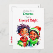 Alte Weihnachtselfen heiß und hell Feiertagspostkarte (Vorne/Hinten)