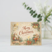 Alte Weihnachtsengel und Sänger Frohe Weihnachten (Stehend Vorderseite)