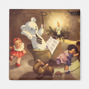 Alte Weihnachtsfiguren, tanzende Puppen, Teddybäre Magnet