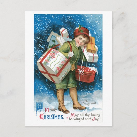 Alte Weihnachtsgeschenke Feiertagspostkarte (Vorderseite)