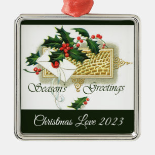 Alte Weihnachtsgrüße Ornament Aus Metall