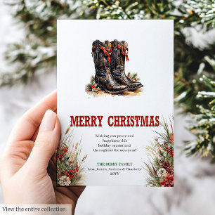Alte Weihnachtsgrußkarte aus dem Wilden Westen mit Feiertagskarte