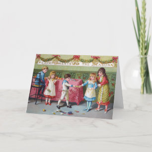 Alte Weihnachtskarte   Kinder Feiertagskarte