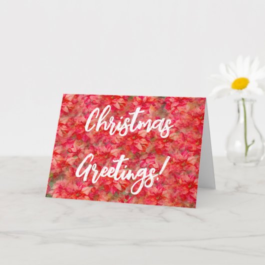 Alte Weihnachtskarte mit roten Blumen im klassisch Karte (Kleine Pflanze)