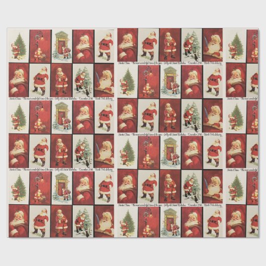 Alte Weihnachtskarten Der Weihnachtsmann personali Geschenkpapier (Flach)