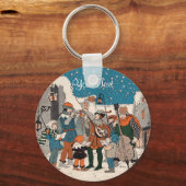 Alte Weihnachtslieder Musiker von Lamp Post Schlüsselanhänger (Vorderseite)