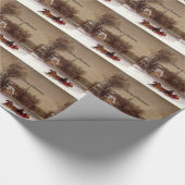 Alte Weihnachtsskifahrten, Winterlandschaft Geschenkpapier (Ecke)