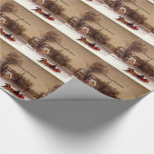 Alte Weihnachtsskifahrten, Winterlandschaft Geschenkpapier (Ecke)