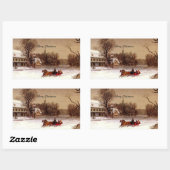 Alte Weihnachtsskifahrten, Winterlandschaft Rechteckiger Aufkleber (Blatt)