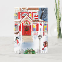 Alte Weihnachtsszene viktorianisches Haus Schnee