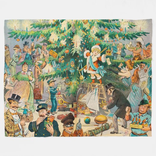 Alte Weihnachtszeit Fleecedecke (Vorderseite (Horizontal))