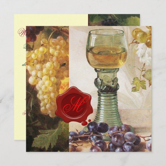 ALTE WEINRÜSTE PARTY ROTES WAX SIEGEL EINLADUNG (Vorne/Hinten)