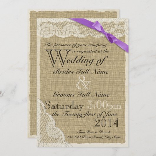 Alte, weiße Hochzeit Einladung (Vorne/Hinten)