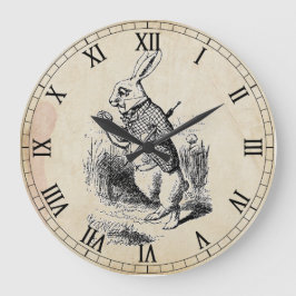 Alte weiße Kaninchen römische Mauermauer Wanduhr