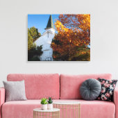 Alte weiße Kirche im Herbst Leinwanddruck (Insitu (Wohnzimmer))