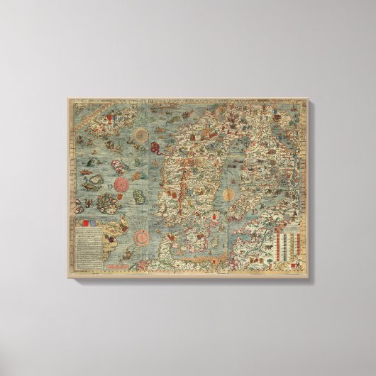 Alte Welt "Carta Marina" Karte Leinwanddruck (Vorderseite)