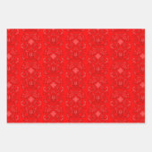 Alte Welt Damask Tonal Rot und Grün Muster Geschenkpapier Set (Vorderseite)