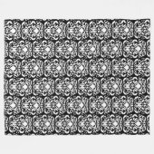Alte Welt Damaskon Weiß auf schwarz Fleecedecke (Vorderseite (Horizontal))