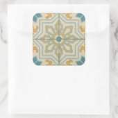 Alte Welt dekoratives Fliesenmuster Quadratischer Aufkleber (Tasche)