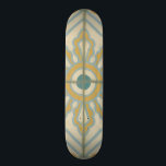 Alte Welt dekoratives Fliesenmuster Skateboard<br><div class="desc">Ein Chariklia Zarris Schaffen, dieser alte Weltprint bietet ein dekoratives Fliesenmuster mit blau und gold auf beige Hintergrund. Ich würde ein großartiges Geschenk für Fans von Blume und Pastelldrucken machen!</div>