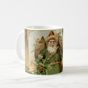 Alte Welt Grüner Weihnachtsmann Weihnachtscollage  Kaffeetasse