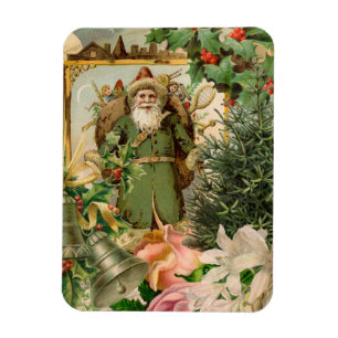Alte Welt Grüner Weihnachtsmann Weihnachtscollage  Magnet