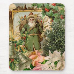 Alte Welt Grüner Weihnachtsmann Weihnachtscollage  Mousepad