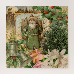 Alte Welt Grüner Weihnachtsmann Weihnachtscollage  Puzzle