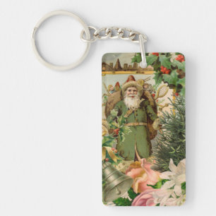 Alte Welt Grüner Weihnachtsmann Weihnachtscollage  Schlüsselanhänger