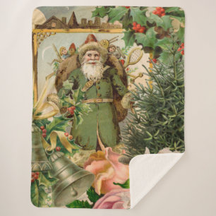 Alte Welt Grüner Weihnachtsmann Weihnachtscollage Sherpadecke