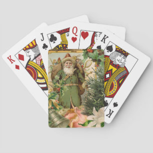 Alte Welt Grüner Weihnachtsmann Weihnachtscollage  Spielkarten