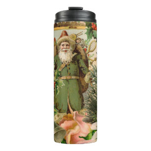 Alte Welt Grüner Weihnachtsmann Weihnachtscollage  Thermosbecher