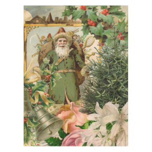 Alte Welt Grüner Weihnachtsmann Weihnachtscollage Tischdecke