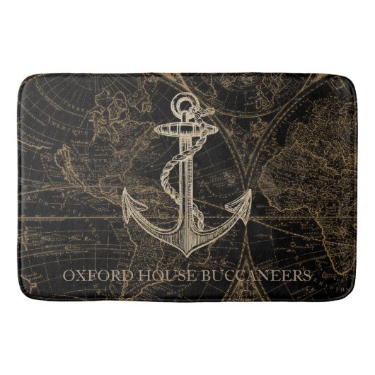 Alte Welt Nautic Anchor Monogram Black Badematte (Vorderseite)