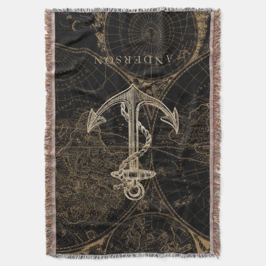 Alte Welt Nautic Anchor Monogram Black Decke (Vorderseite Vertikal)