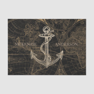 Alte Welt Nautic Anchor Monogram Black Seidenpapier