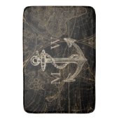 Alte Welt Reise Nautical Anchor Monogram Black Badematte (Vorderseite Vertikal)