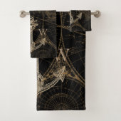 Alte Welt Reise Nautical Anchor Monogram Black Badhandtuch Set (Insitu)