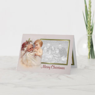 Alte-Welt-Santa & Cherub - Vers Feiertagskarte